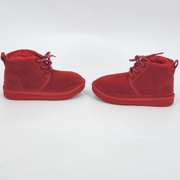 UGG Neumel Chukka Boots Little Kids Size 1 Samba Red Suede UGGpure Wool Winter - Picture 2 of 10